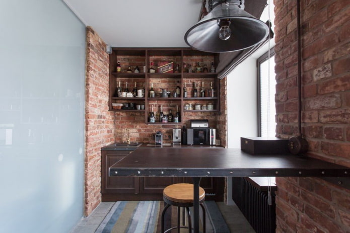 design della cucina in stile loft a Krusciov