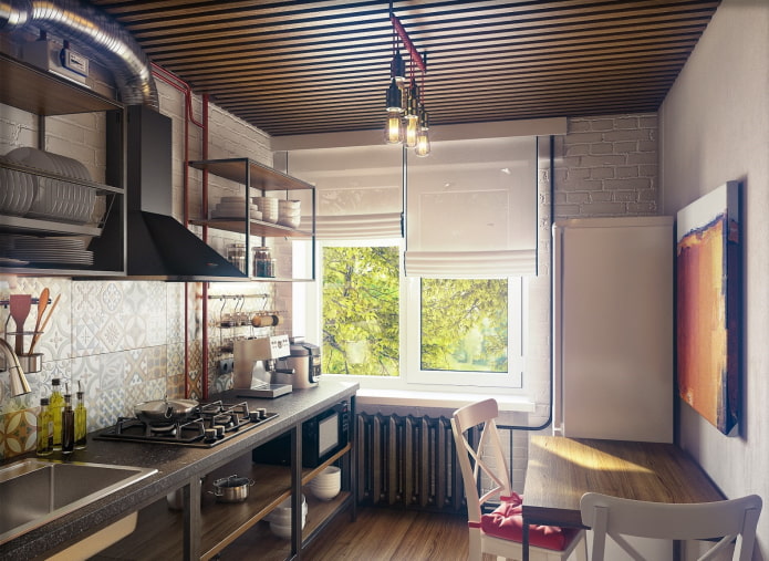 design della cucina in stile loft a Krusciov