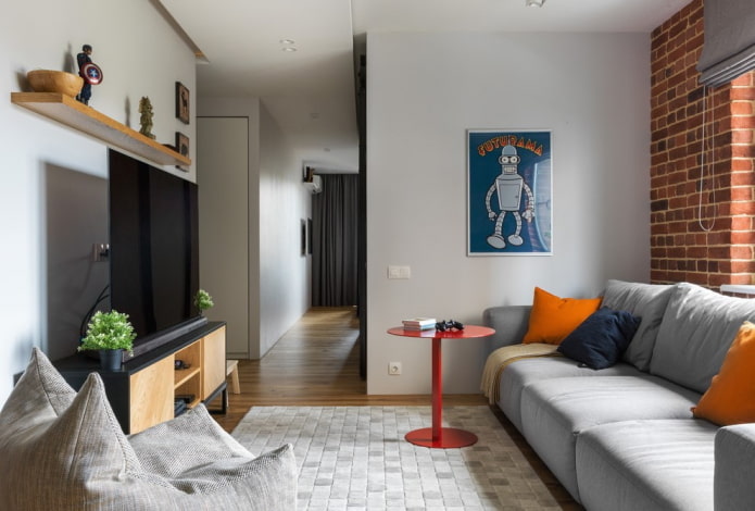 Lichte woonkamer in loftstijl