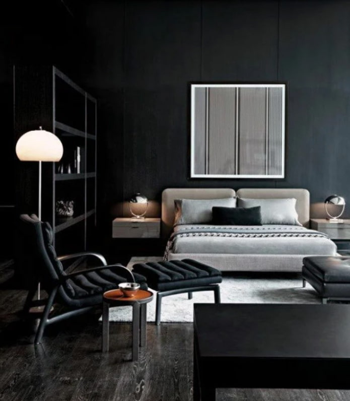黒い部屋の黒い家具