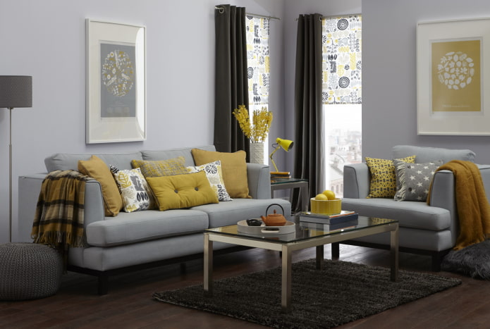 sivo-žuta dnevna soba