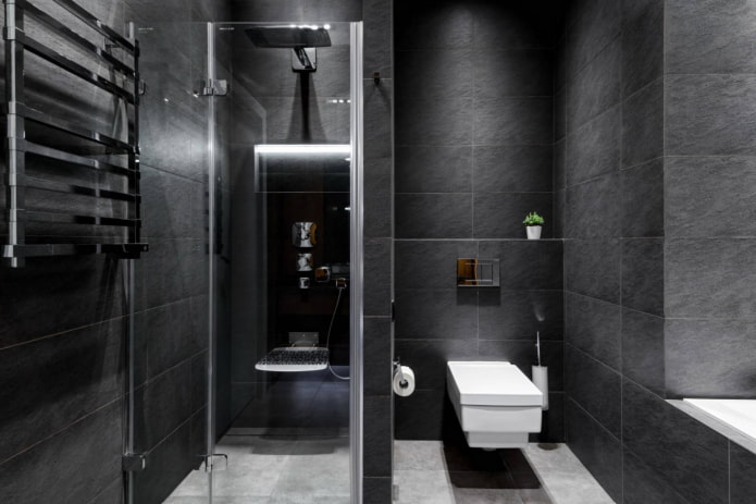 piastrelle nere in bagno