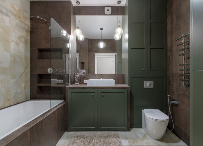 mobili da bagno verde scuro