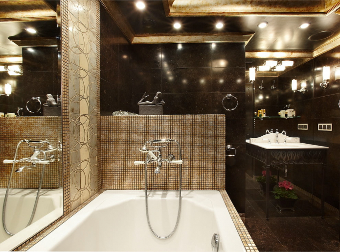 Come decorare l'interno del bagno con colori scuri?