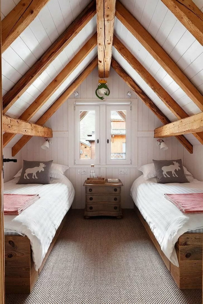 slaapkamer voor twee kinderen op zolder