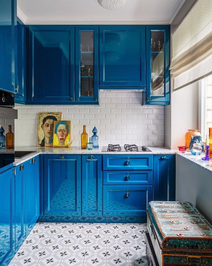 μπλε σετ κουζίνας