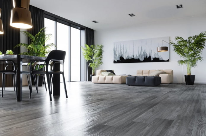 pavimento grigio in soggiorno