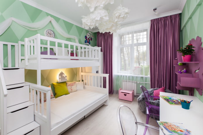 dizajn spavaće sobe za dvije djevojčice učenice