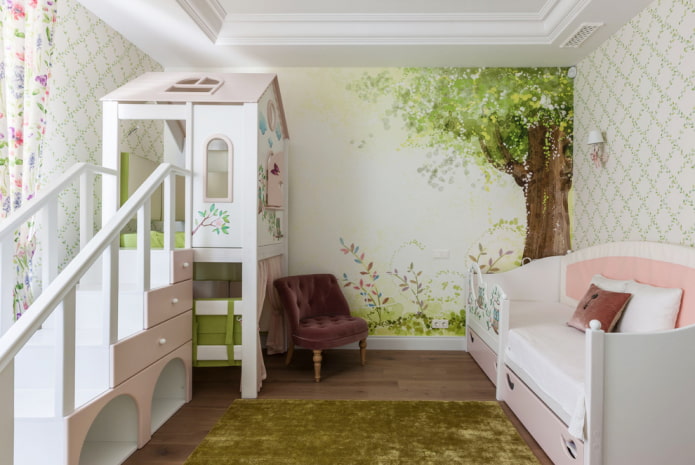 עיצוב חדר שינה לשתי בנות בגילאים שונים
