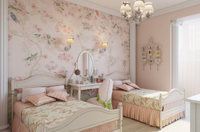 spavaća soba za dvije djevojčice u stilu Provanse