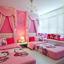 Soba za dvije djevojčice: dizajn, zoniranje, raspored, dekoracija, namještaj, rasvjeta-6