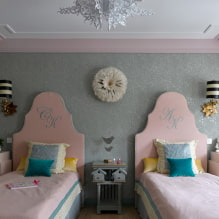 Soba za dvije djevojčice: dizajn, zoniranje, raspored, dekoracija, namještaj, rasvjeta-1