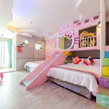 Soba za dvije djevojčice: dizajn, zoniranje, raspored, dekoracija, namještaj, rasvjeta-0