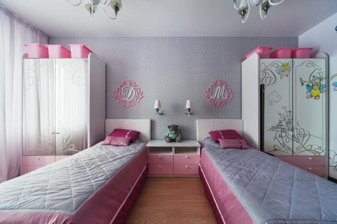 Soba za dvije djevojčice: dizajn, zoniranje, raspored, dekoracija, namještaj, rasvjeta