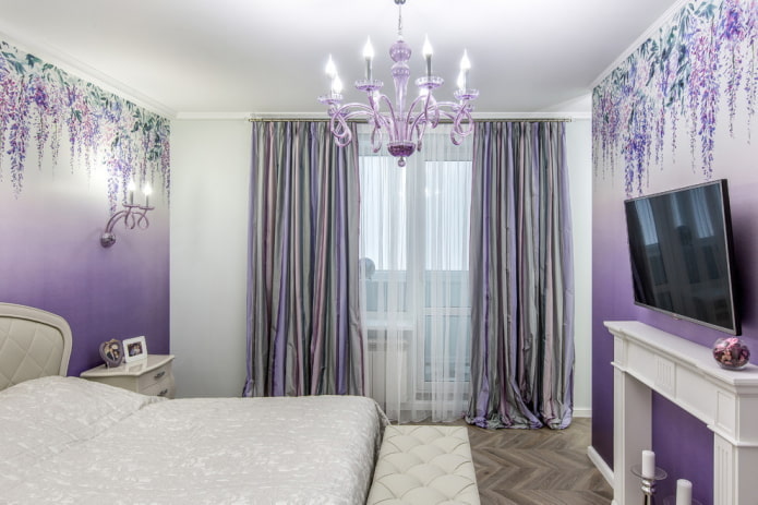lila hálószoba belsőépítészet