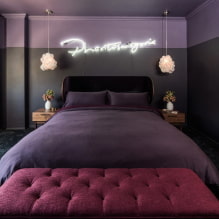 インテリアの美しい紫色のベッドルーム-5