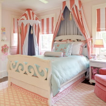 Krevet s baldahinom: vrste, izbor tkanine, dizajn, stilovi, primjeri u spavaćoj sobi i dječjoj sobi-7