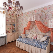 Krevet s baldahinom: vrste, izbor tkanine, dizajn, stilovi, primjeri u spavaćoj sobi i dječjoj sobi-5