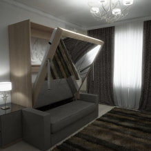 Krevet u zidu: fotografija u unutrašnjosti, vrste, dizajn, primjeri sklopivih transformatora-6