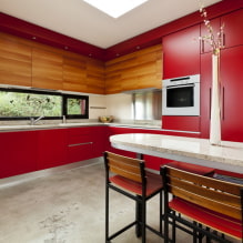 Raudona virtuvė: dizaino ypatybės, nuotraukos, deriniai-4