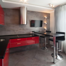 Raudona virtuvė: dizaino ypatybės, nuotraukos, deriniai-3