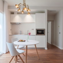 נישת מטבח בדירה: עיצוב, צורה ומיקום, צבע, אפשרויות תאורה -6