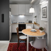 נישת מטבח בדירה: עיצוב, צורה ומיקום, צבע, אפשרויות תאורה -4
