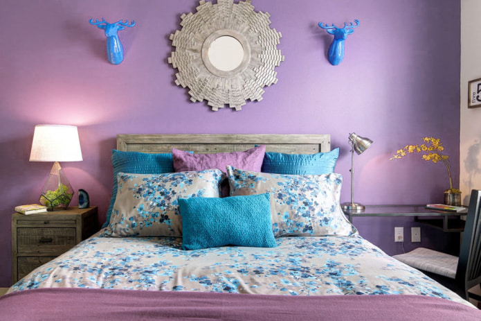 חדר שינה כחול לבנדר