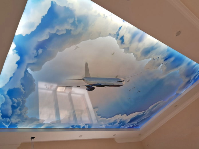 plafond met lucht en vliegtuig