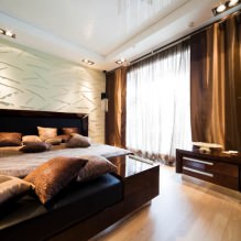 Spanplafonds in de slaapkamer: 60 moderne opties, foto in het interieur-14