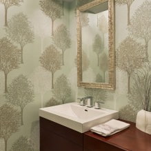 Behang voor de badkamer: voor- en nadelen, typen, design, 70 foto's in het interieur-25