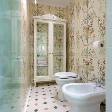 Tapete za kupaonicu: prednosti i nedostaci, vrste, dizajn, 70 fotografija u unutrašnjosti-22