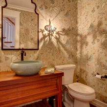 Behang voor de badkamer: voor- en nadelen, soorten, design, 70 foto's in het interieur-18