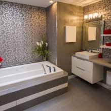 Behang voor de badkamer: voor- en nadelen, typen, design, 70 foto's in het interieur-15