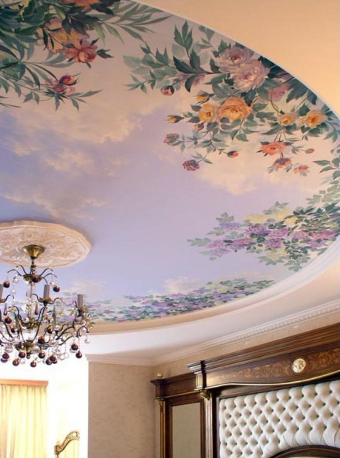 interieur met plafondbehang voor een fresco