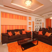 Narancssárga tapéta: típusok, minták és rajzok, árnyalatok, kombinációk, fotók a belső térben-5