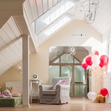 Disposizione della stanza dei bambini al piano attico: la scelta dello stile, della decorazione, dei mobili e delle tende-10