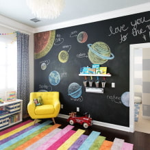 Zidni ukras u dječjoj sobi: vrste materijala, boja, dekor, fotografija u unutrašnjosti-5