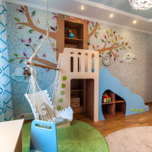 Zidni ukras u dječjoj sobi: vrste materijala, boja, dekor, fotografija u unutrašnjosti-4