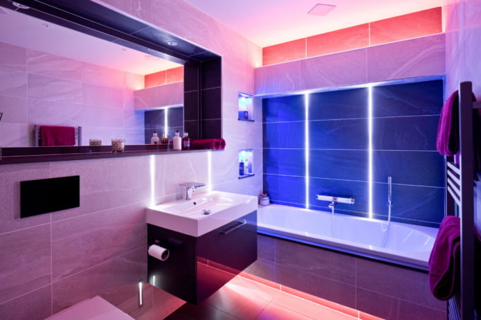 תאורה דקורטיבית בפנים חדר האמבטיה