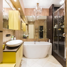 תאורה בחדר האמבטיה: טיפים לבחירה, מיקום, רעיונות לעיצוב -4