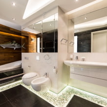 תאורה בחדר האמבטיה: טיפים לבחירה, מיקום, רעיונות עיצוב -2