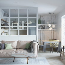 A konyha és a nappali közötti válaszfal: típusok, anyagok, formák, eredeti ötletek, design-4