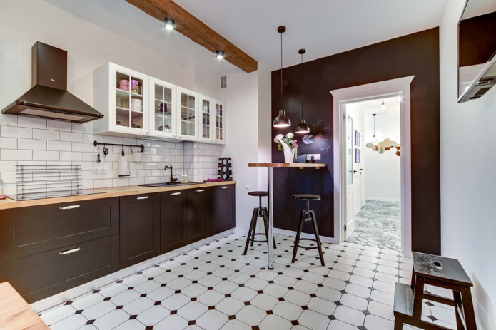 Tegels voor de keuken op de vloer: ontwerp, soorten, kleuren, indelingsmogelijkheden, vormen, stijlen