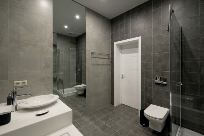 pločice s efektom betona u unutrašnjosti kupaonice