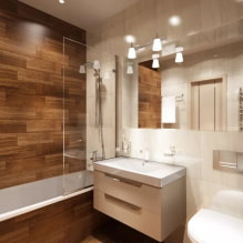 Medines plyteles vonios kambaryje: dizainas, tipai, deriniai, spalvos, apdailos variantai ir išdėstymai-0