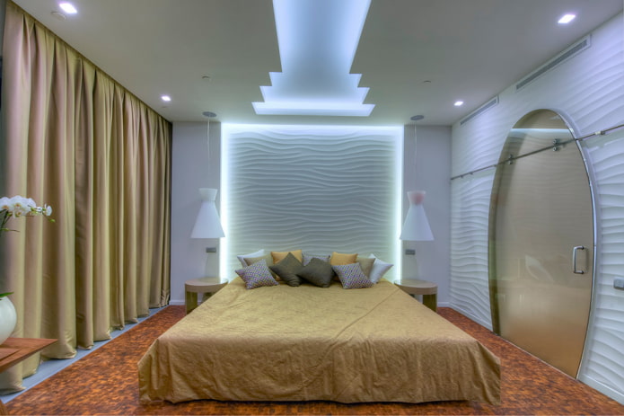 オリジナルのLED照明付きのベッドルーム