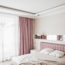 寝室の石膏ボードの天井：写真、デザイン、形と構造の種類-4