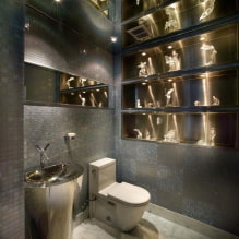 Οροφή στην τουαλέτα: θέα από υλικό, κατασκευή, υφή, χρώμα, σχέδιο, φωτισμός-1