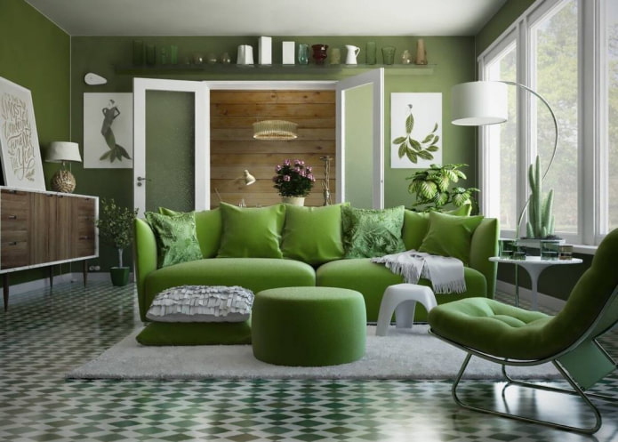 kamer in groene tinten
